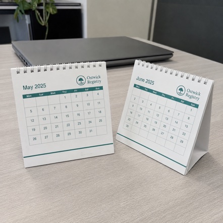 Branded desk calendars with logo